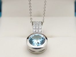 Silber925 Anhänger mit Aquamarin, Ozeanblau - NEU