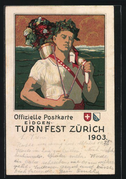 Cartes postales: Zürich, Eidgen. Turnfest 1903, Mann mit – D'occasion à Berlin par bartko-reher