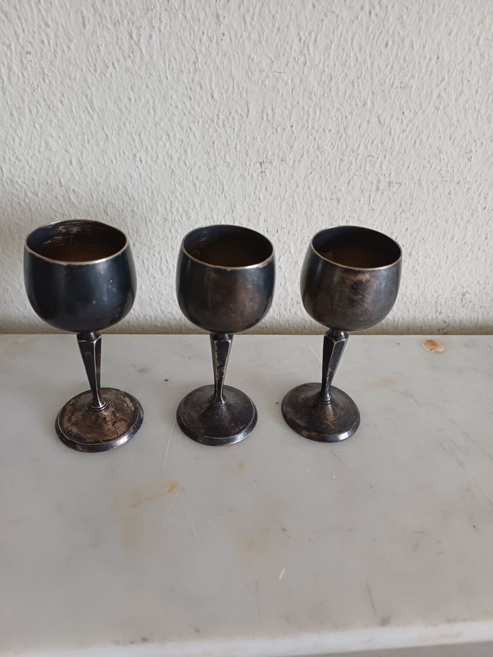 Bicchieri: 6 Mini-Pokale Kelche Likörkelche Schnapsbecher versilbert – Usato da Marly venduto da Rolmax 1