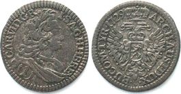RDR - BÖHMEN 1 Kreuzer 1729, Prag, KARL VI. Silber