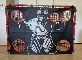 Unihockeytor mit Torwand (rot, 56cm × 160cm × 115cm)