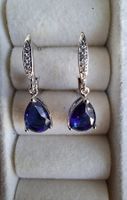 Boucles d'Oreilles Argentées pierres bleues et zircons