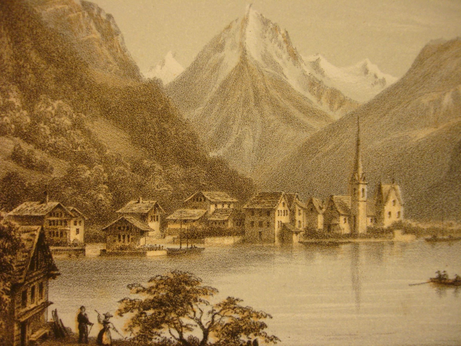 Foto & Immagini: FLÜELEN, FARBLITHOGRAPHIE UM 1850 – Usato da Grüningen venduto da Kartensammler 2