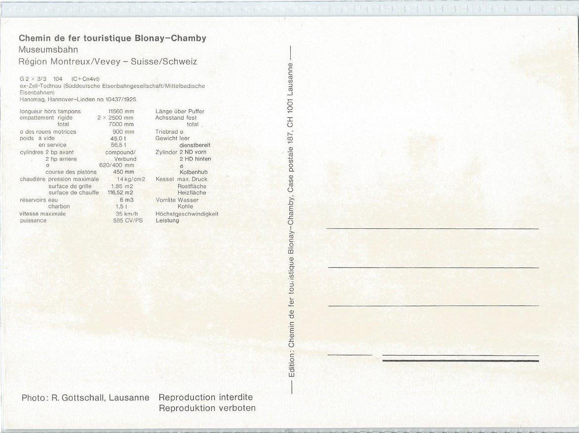 Cartoline postali: Chemin de fer touristique Blonay-Chamby – Nuovo (secondo la descrizione) da Rothrist venduto da Stranglehold 1