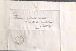 Alter Briefumschlag Genf 1855 mit Stempel und Adresse