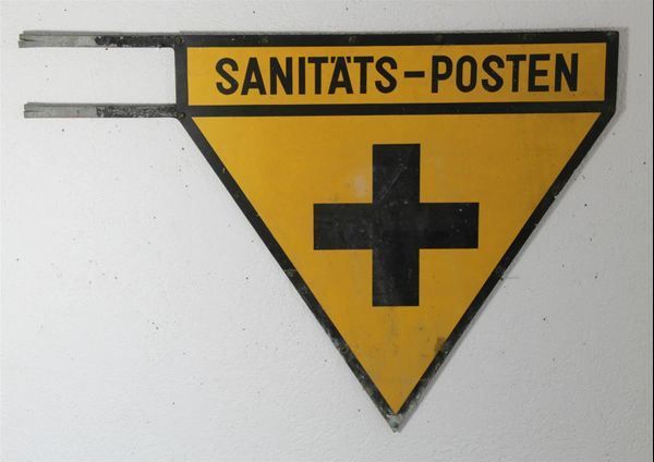 Insegne: Blechschild, Ausleger "Sanitäts-Posten" – Usato da Birrwil venduto da brandschatz_birrwil 1