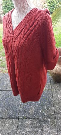 pullunder Gr XL rot - braun kaputze Hoodie pullover 200