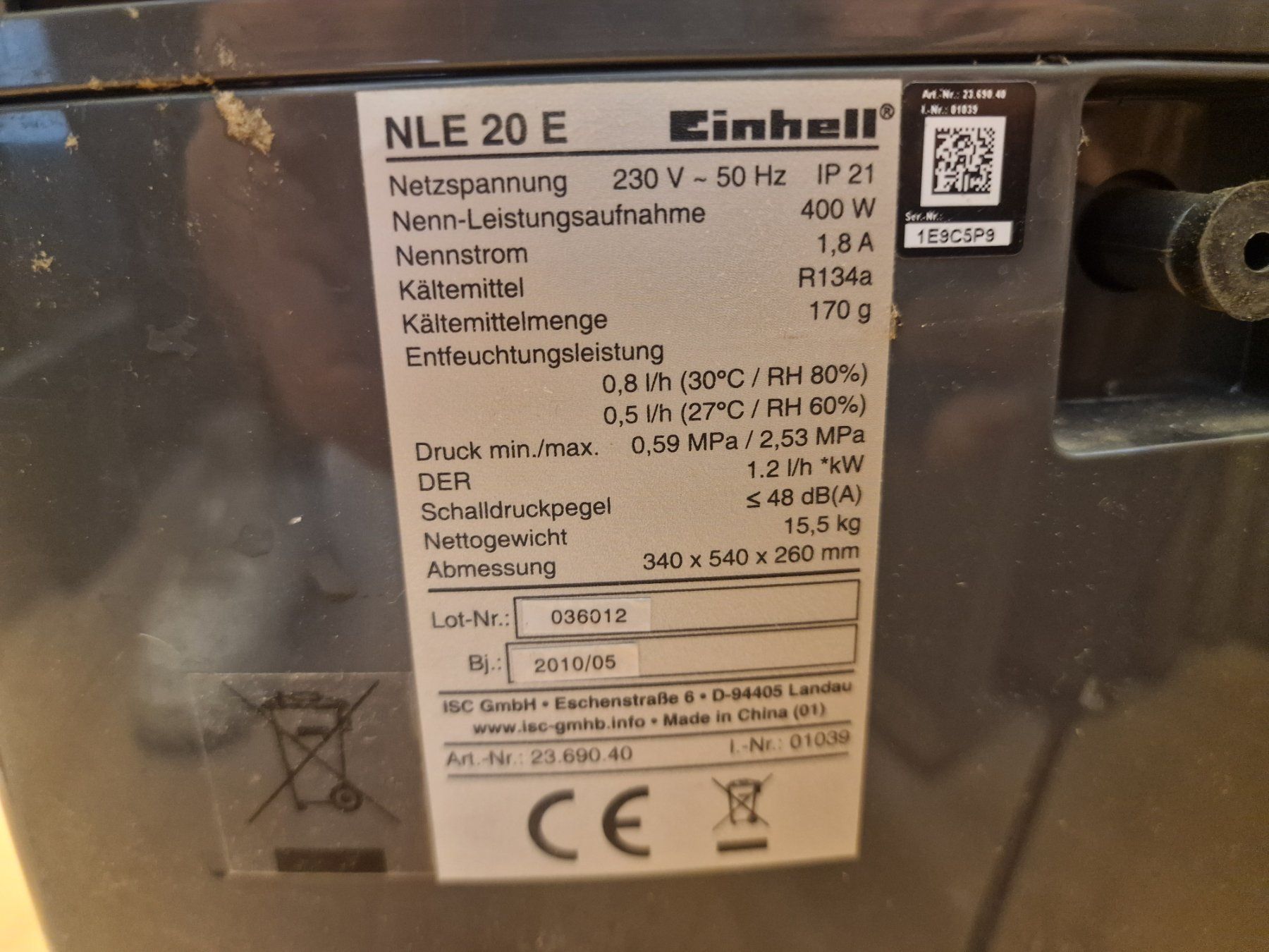 Einhell Luftentfeuchter: Entfeuchter Einhell NLE 20 E – Gebraucht aus BERN von Intarsia 1