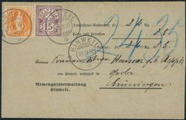 1892 - Wertziffer - Stehende Helvetia - Brief - BFr - Hinwil
