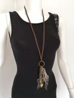 🤩ZARA LEDER HALSKETTE MIT FEDERN NEU