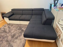 Ecksofa mit Bettfunktion und Stauraum grau - 260 x 220 cm