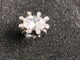 Damenring silber mit grossem Zirkonia Stein neu