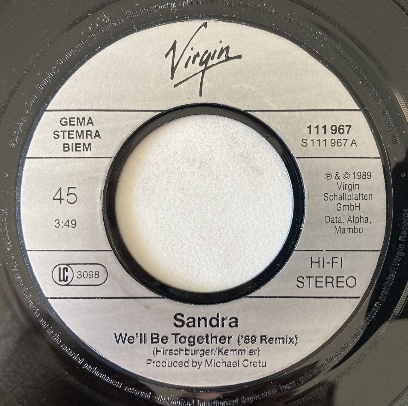 Schallplatten: SANDRA - WE'LL BE TOGETHER – Gebraucht aus Bottens von hotter-than-hell 2