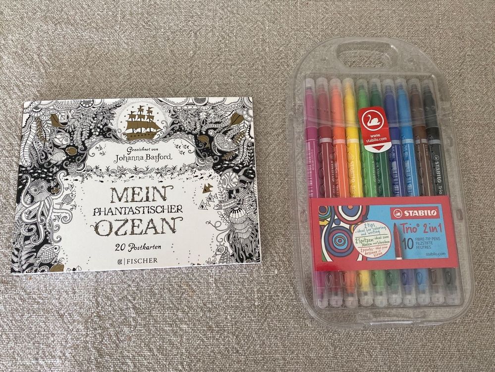 20 Postkarten zum Ausmalen inkl. 10 Stabilo Filzstifte | Kaufen auf Ricardo