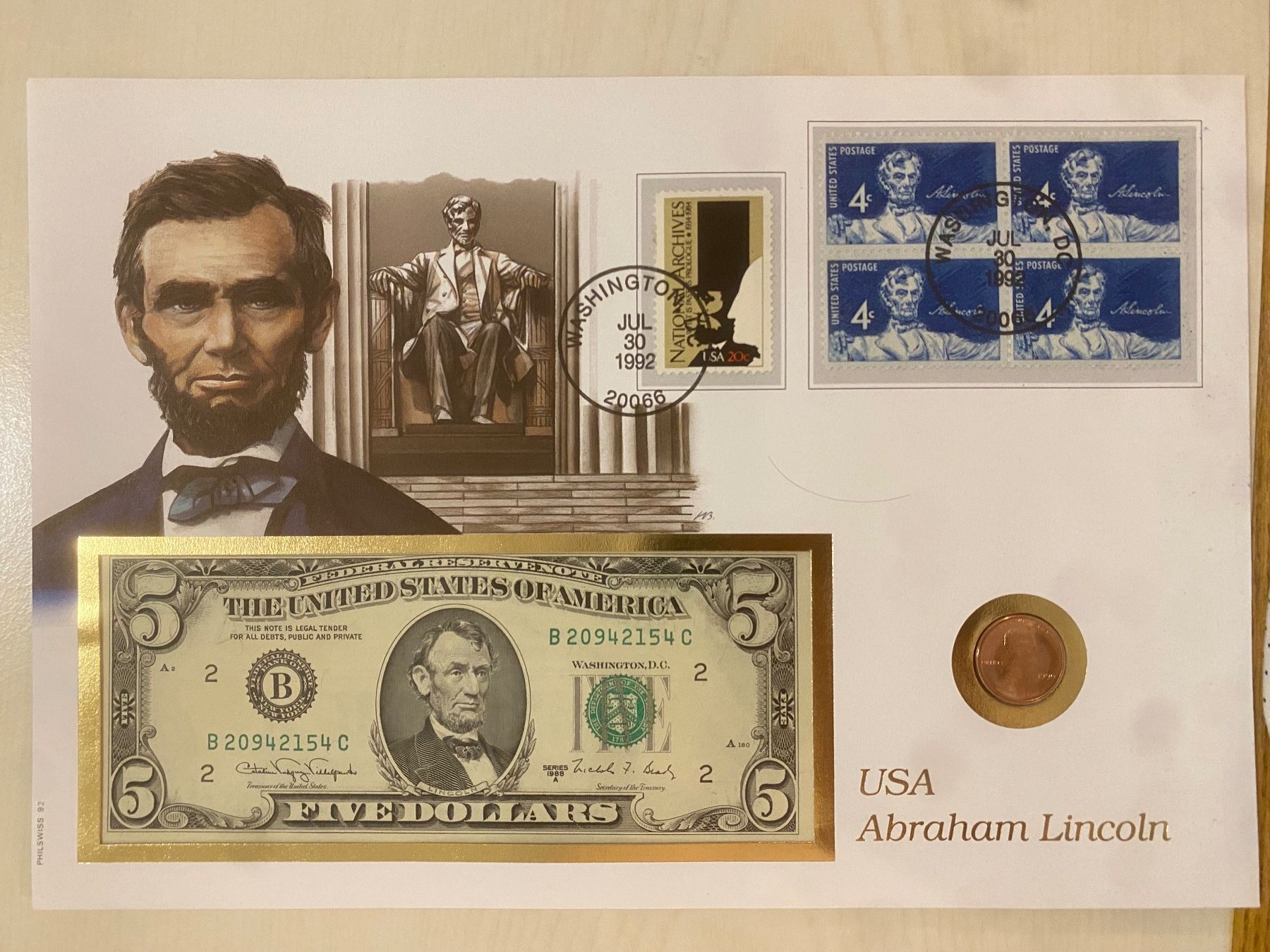 Banconote: Banknotenbrief 5 Dollar‪ – Nuovo e nell'imballaggio originale da Muralto venduto da Alex1912