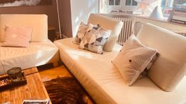 Sofagruppe 3er + 2er Creme | verstellbare Rückenlehnen