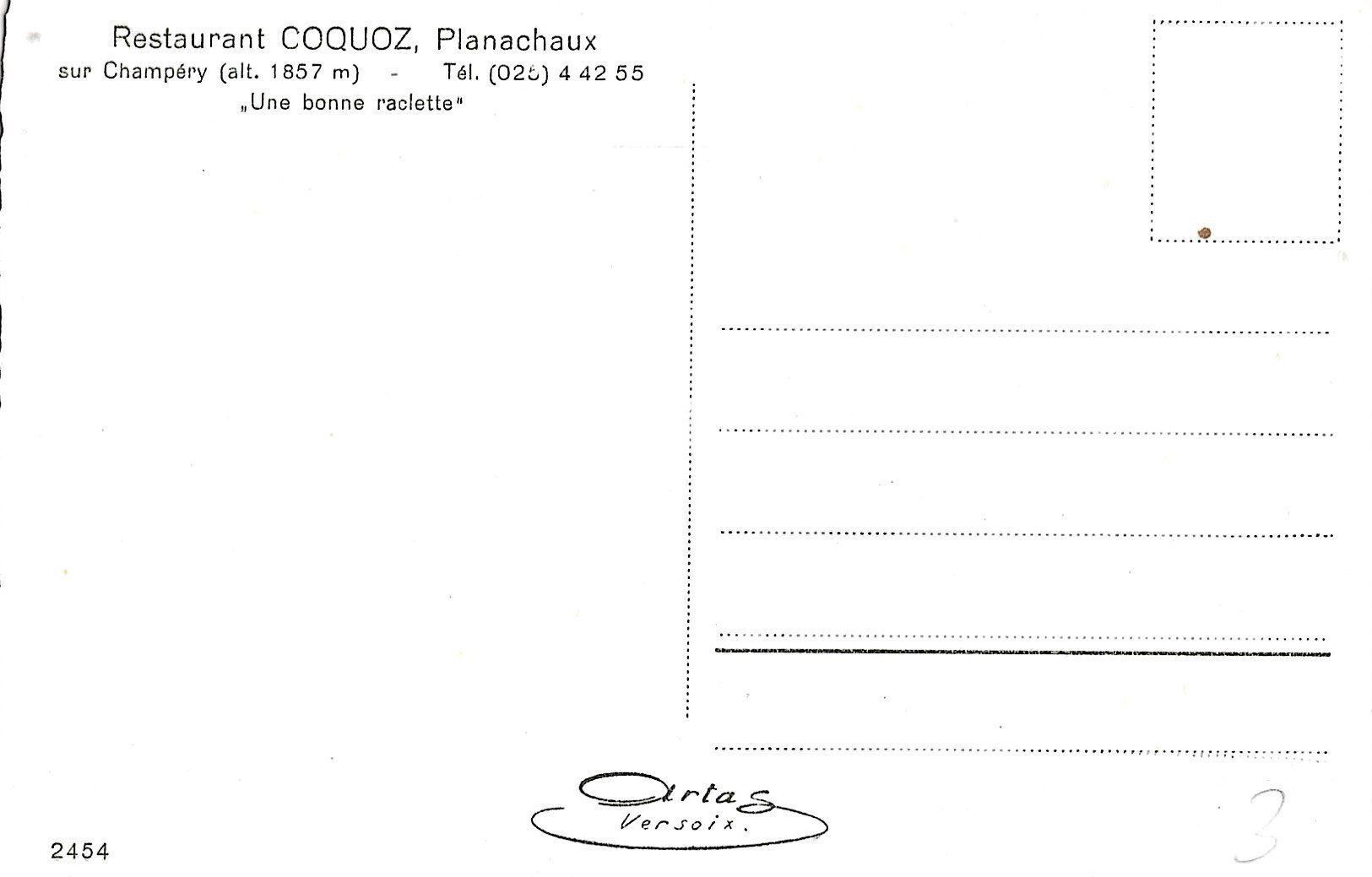 Cartoline postali: Restaurant Coquoz, Planachaux, Champéry – Usato da Frauenfeld venduto da Merk52 1