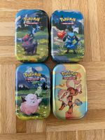 4 mini Tins mit 120 verschiedenen Karten Pokemon