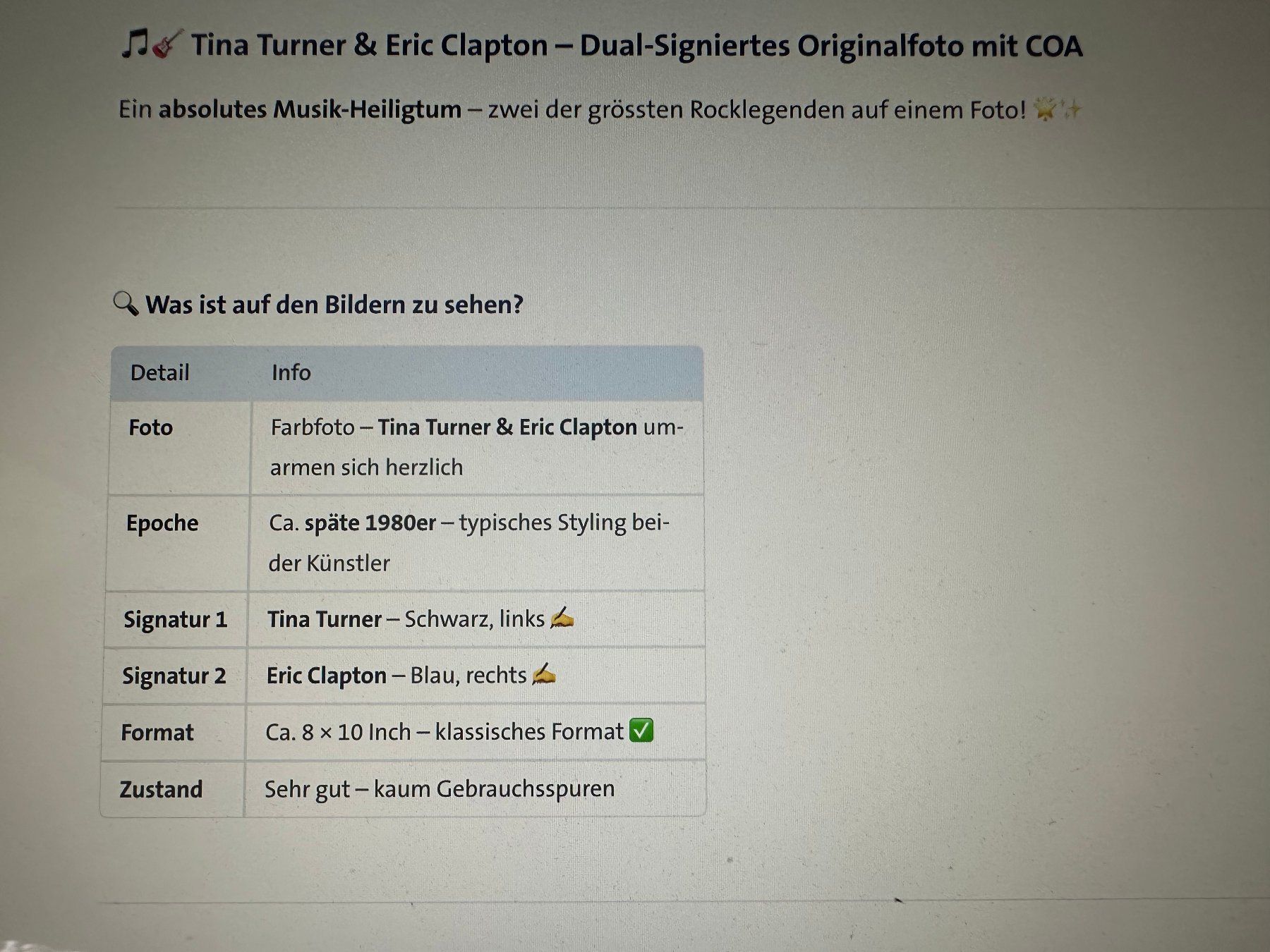 Autografi: Originalautogramm T.Turner+E.Clapton COA – Usato da rafz venduto da Ttt0071 5