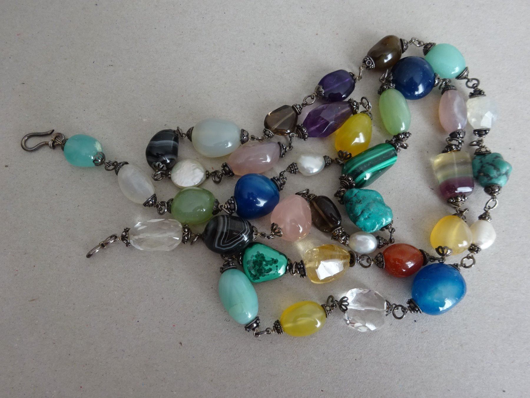 Catenine: Multicolor Edelsteinkette - 925 S – Usato da Esslingen venduto da eintagammeer 2