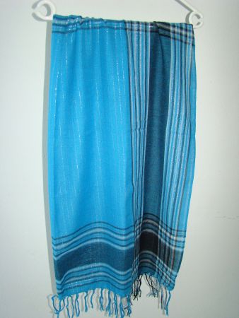 Schal Tuch Streifenmuster verschiedene Blau mit Glitzer