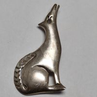 Broche vintage en argent sterling 925 - Motif Coyote hurlant