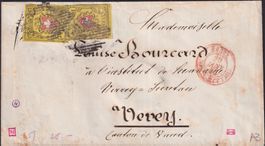 1852: BASEL nach VEVEY, mit 2x A3-Druckstein +untersch.BOGEN