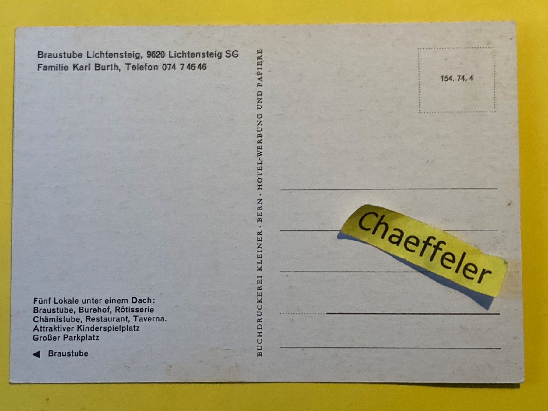 Cartoline postali: Braustube Lichtensteig, 9620 Lichtensteig – Usato da Zürich venduto da Chaeffeler 1