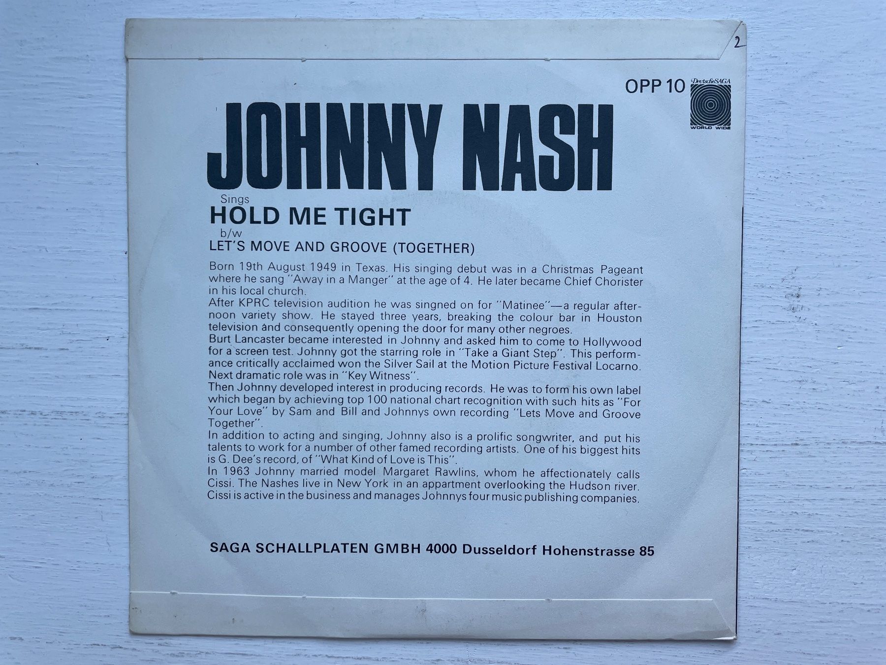 Dischi in vinile: Johnny Nash - Hold Me Tight - 7" Single, 1968 – Usato da Zürich venduto da Andy_t71 1
