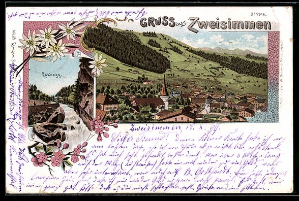 Cartes postales: Litho Zweisimmen, Totalansicht und Laube – D'occasion à Berlin par bartko-reher