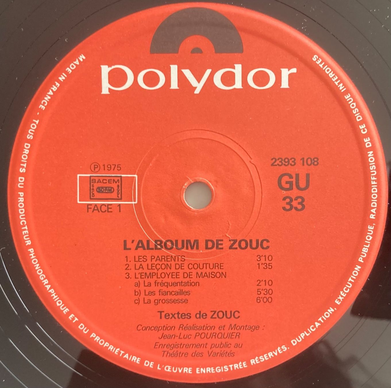 Vinyles: ZOUC - L'ALBOUM DE ZOUC – D'occasion à Poliez-Pittet par Newtown-Records 2
