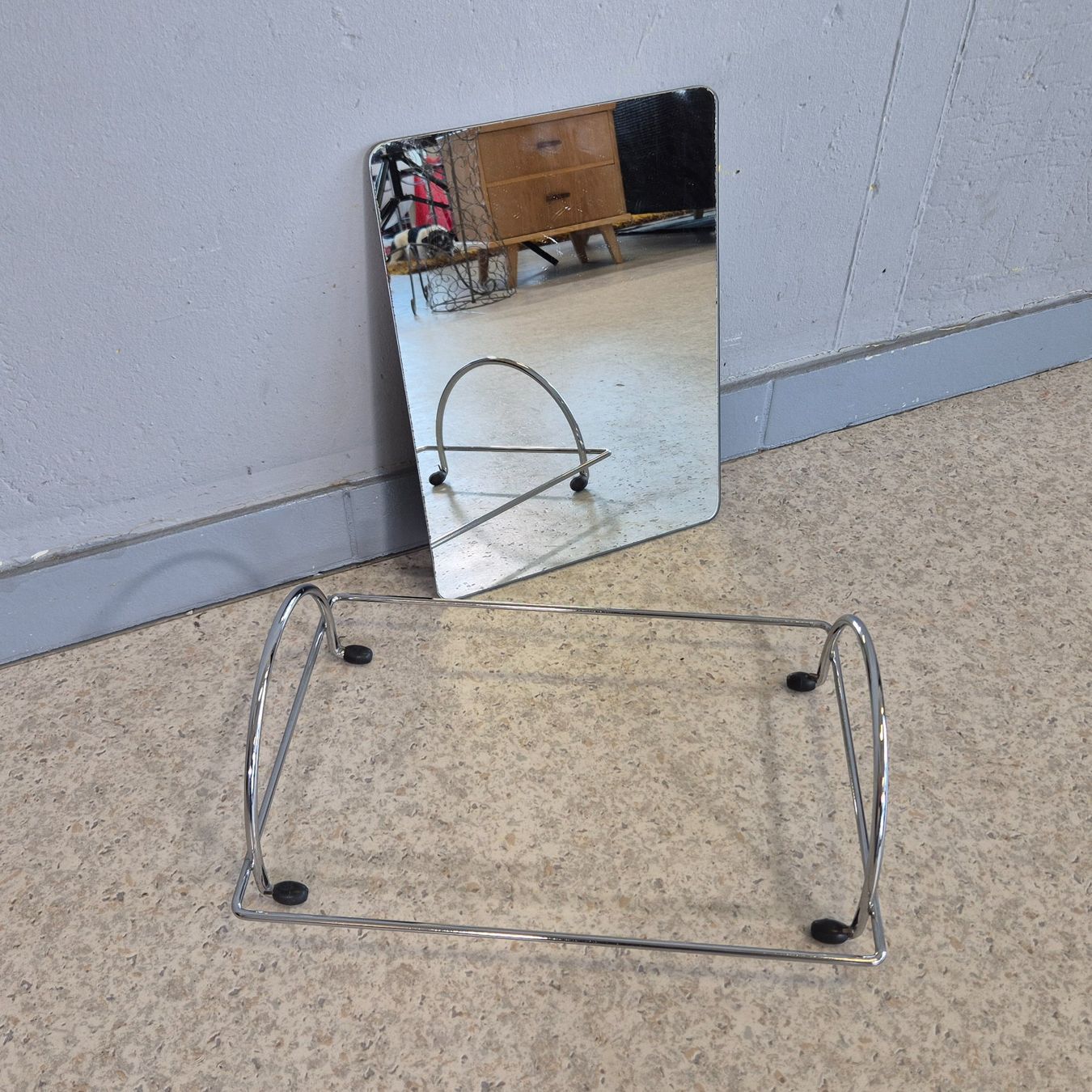 Piatti di portata: Chrom Design Tablett Service Tableau mit Spiegelglas – Usato da Nottwil venduto da Wondewa-Shop 4