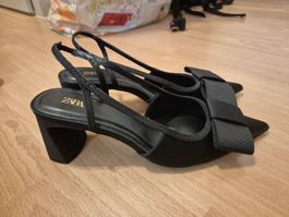 Zara Slingback Pumps mit Schleife schwarz Grösse 36 neu
