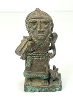 Afrikanische Messing/Bronze Figur mit Tier/Hund – Deko
