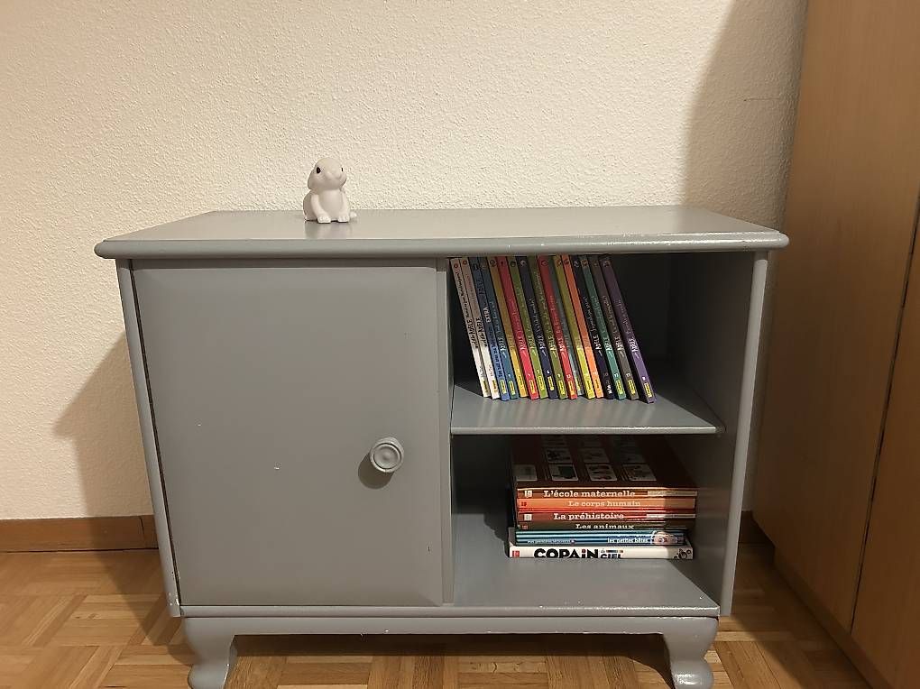 Cassettiere: Jolie commode/ bibliothèque vintage grise  – Usato da Versoix venduto da Videdressing_Lo
