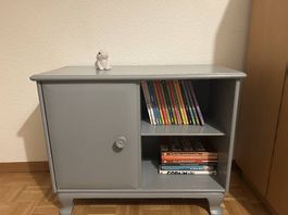 Jolie commode/ bibliothèque vintage grise 