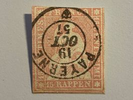 1857 Strubel ZNr. 25G (MI 15II) PAYERNE Stempel