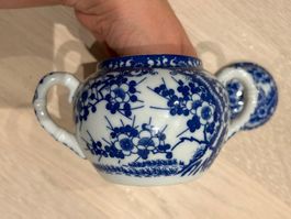 Porzellan Zuckerdose, blau-weisses Dekor, Porzellan, Top!