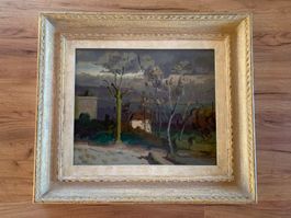 Grand tableau paysage signé Yvon Monay avec sublime cadre