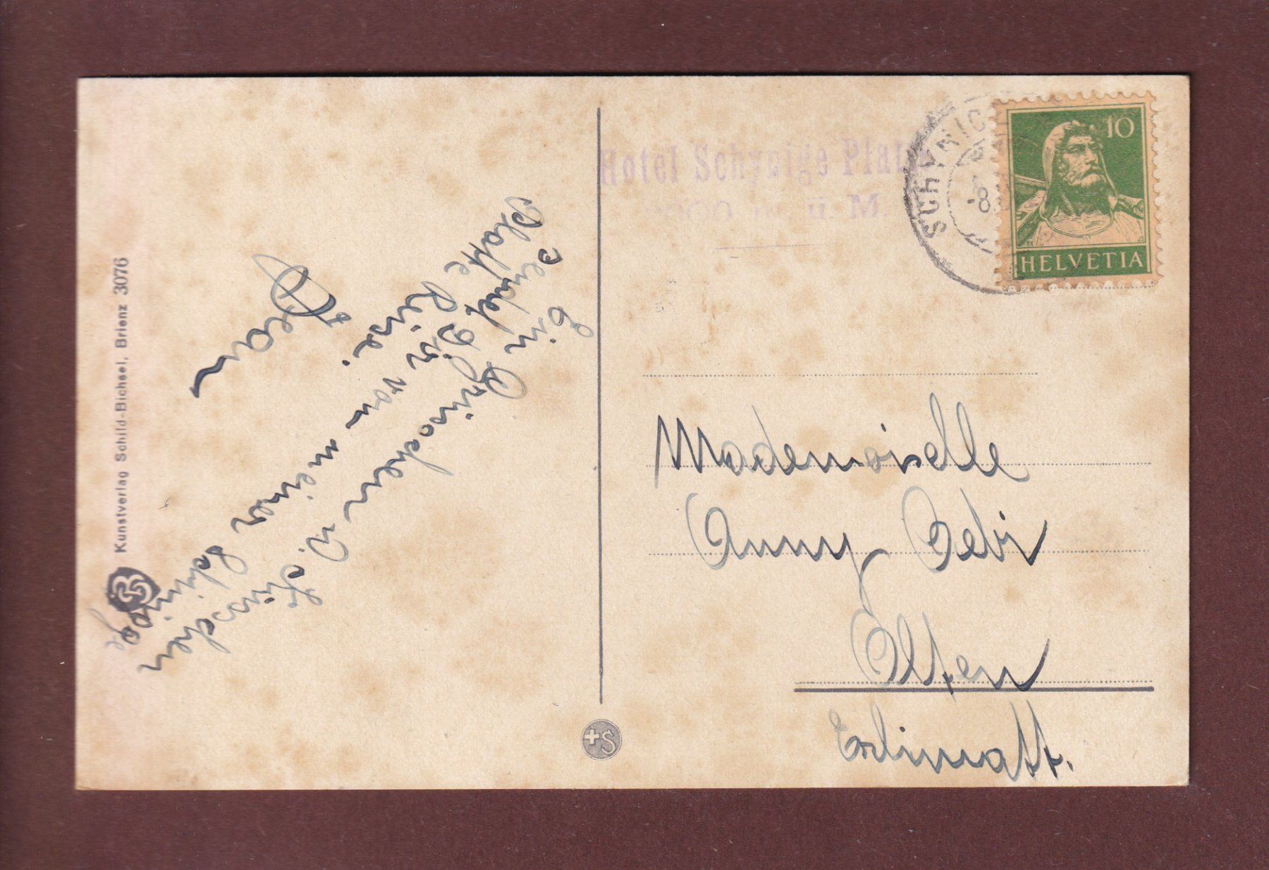 Cartoline postali: SCHYNIGE PLATTE - 1928 – Usato da Pully venduto da nicecards 1
