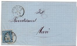 1868 FALTBRIEFHÜLLE V. WOHLEN NACH MURI SITZENDE HELVETIA