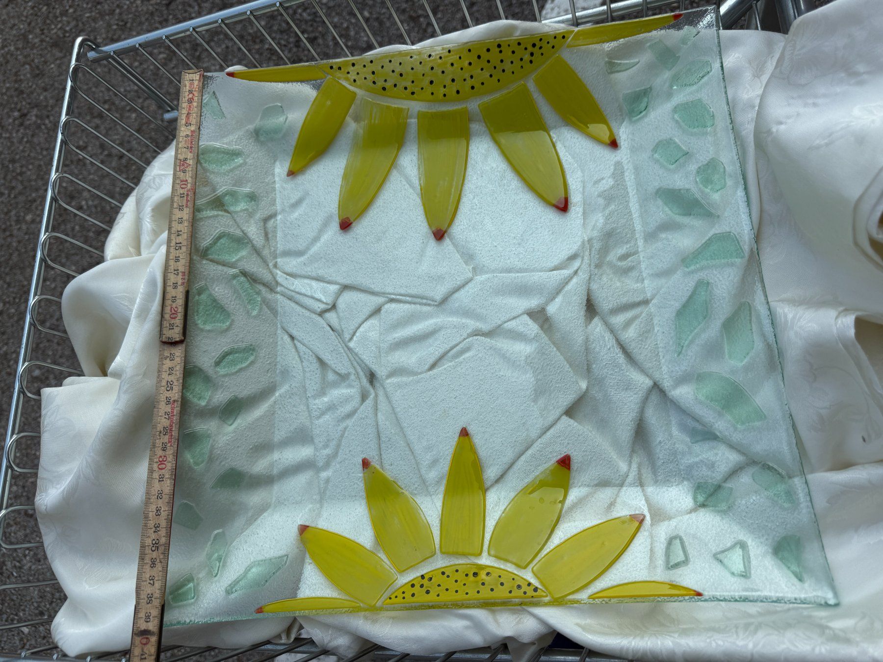 Piatti di portata: Glasplatte 40 x 38,5 cm große handbemalt – Usato da Vacallo venduto da cri_229f 6