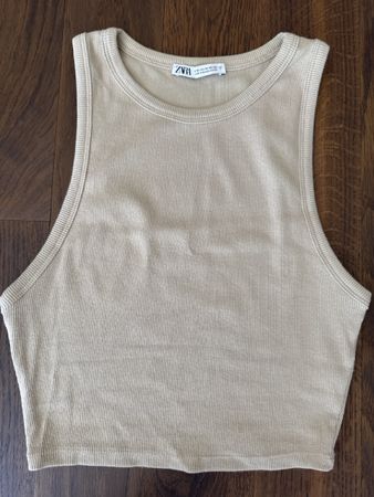 Zara Top Gr. M beige, Sommer Top, kurz, Rippstrick