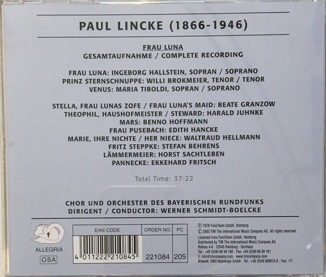 CD: Paul Lincke - Frau Luna – Usato da Grüningen venduto da azulblanco 1