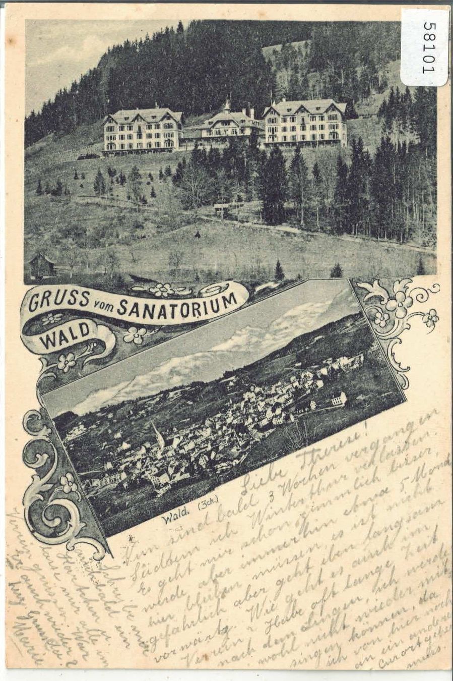 Cartoline postali: Gruss vom Sanatorium Wald ZH – Usato da Ettingen venduto da Kartenplanet