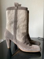 Bottines Charles Jourdan en daim et toile, T.39 (petit 37.5)