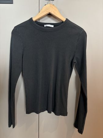 Zara Ripp-Langarmshirt Gr. L, wie neu, dunkelgrau