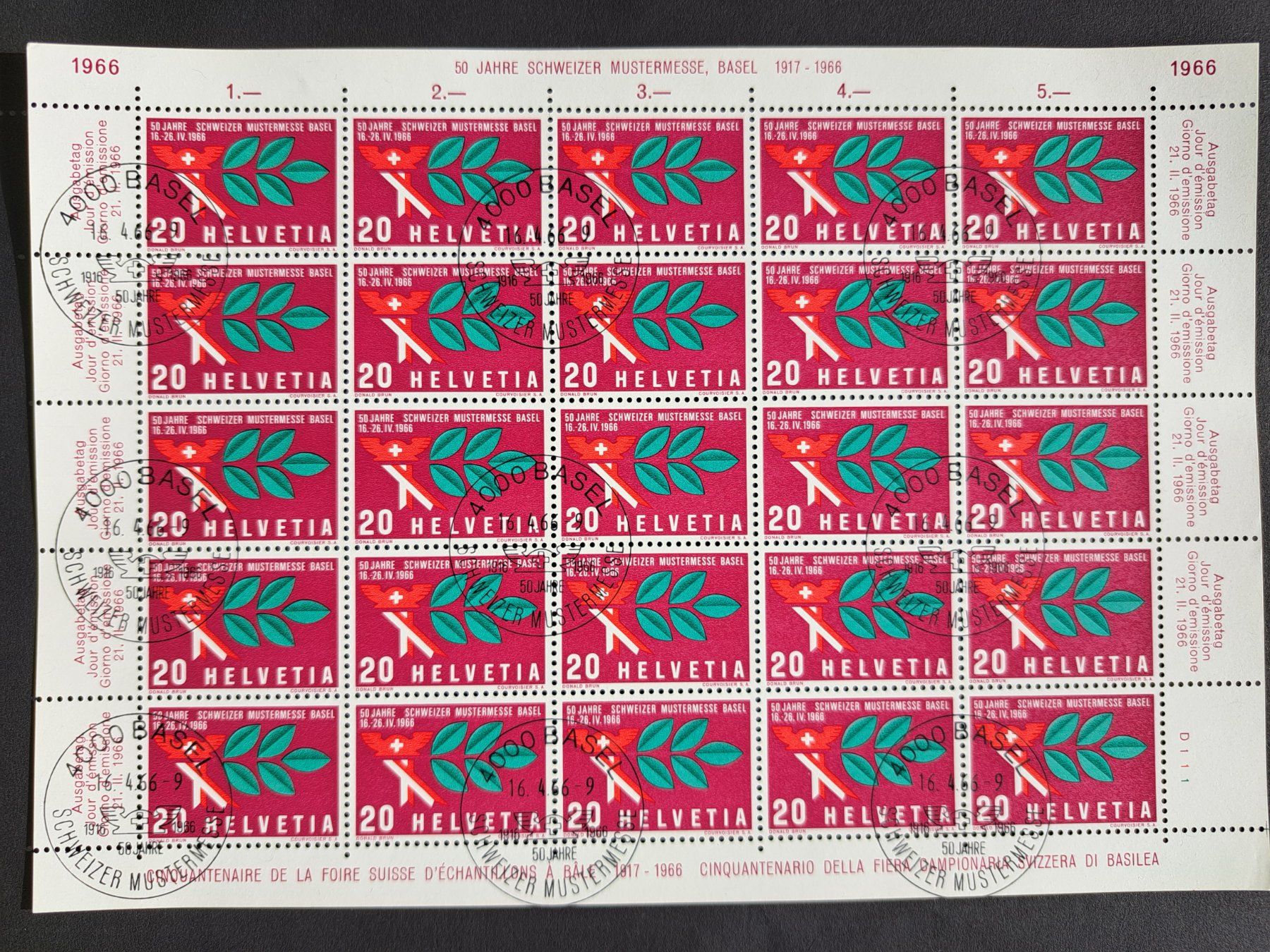 Tutti i francobolli: 1966  Mustermess Kleinbogen 440 Gestempelt Mustermesse – Nuovo (secondo la descrizione) da Bazenheid venduto da derdelorean01