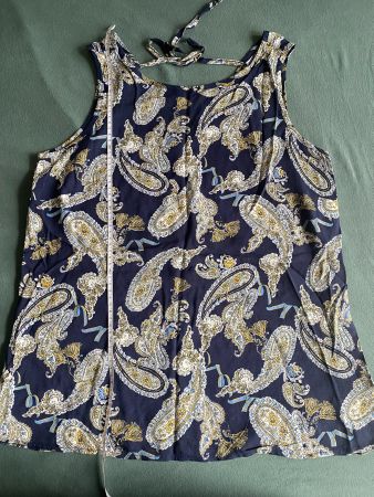 Neues Top, Träger-Shirt, blau mit Paisley-Muster, Gr. 40