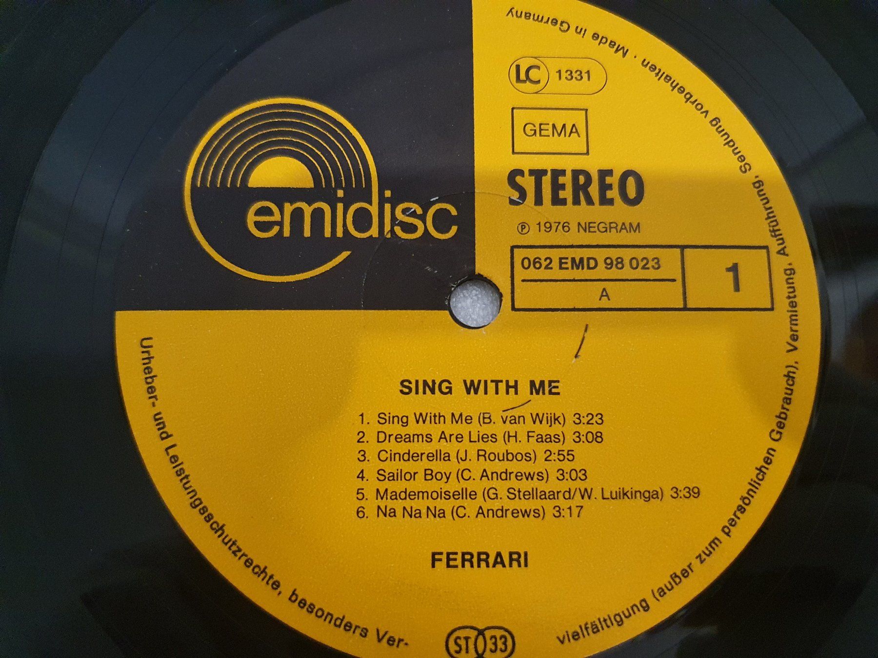 Dischi in vinile: Ferrari – Sing With Me – Usato da Uster venduto da Vinyl-Leidenschaft 3